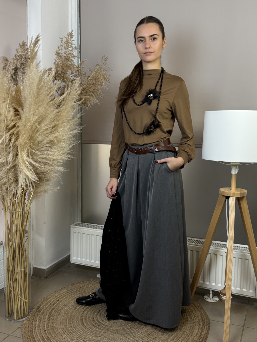 Öves nadrágszoknya - szürke - Kép 2