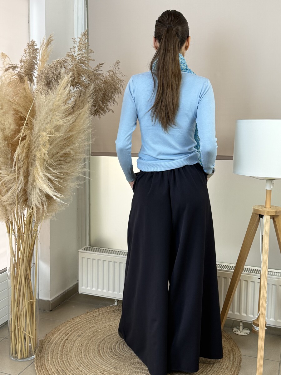 Öves nadrágszoknya - sötétkék - Kép 11