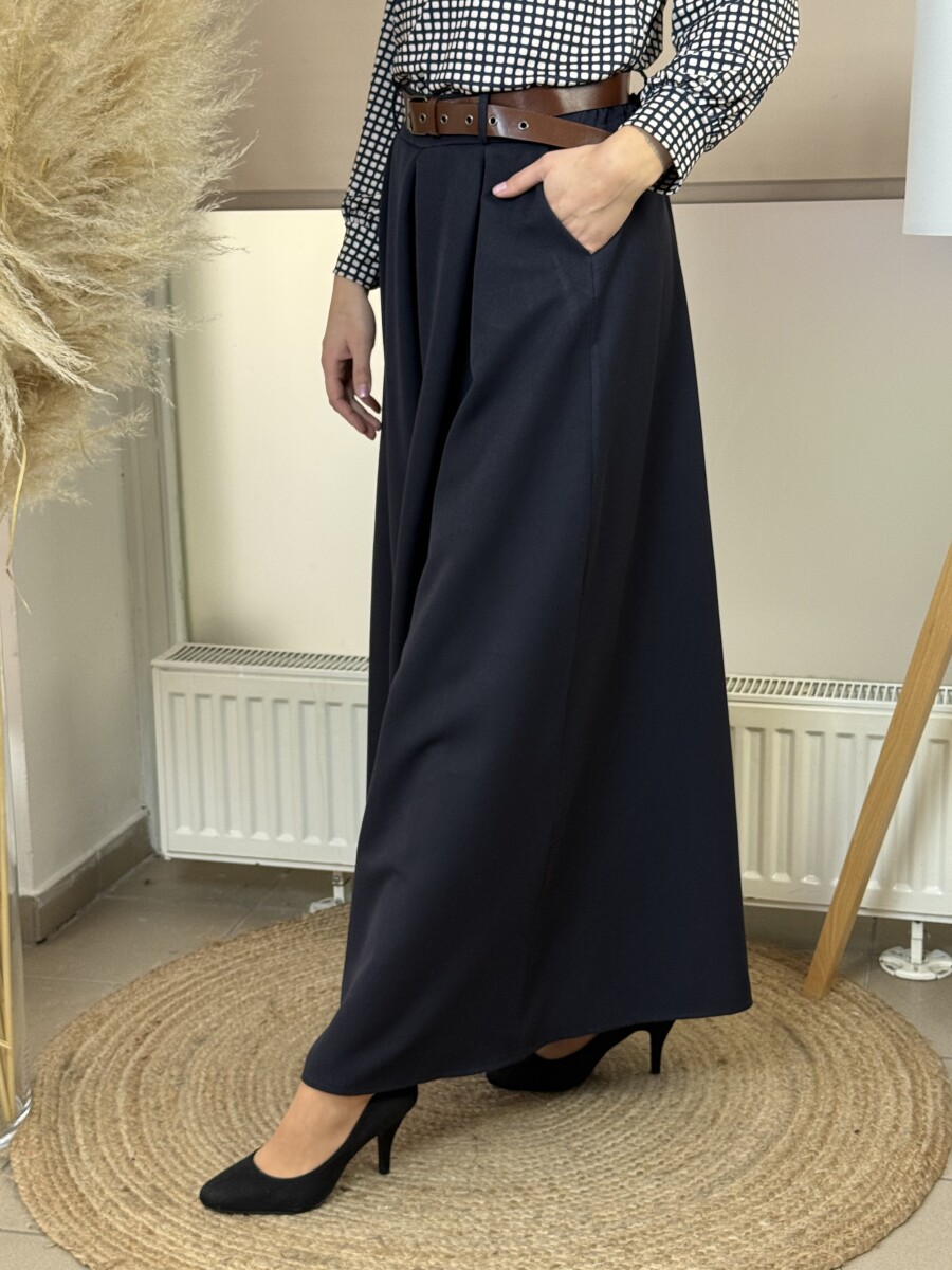 Öves nadrágszoknya - sötétkék - Kép 10