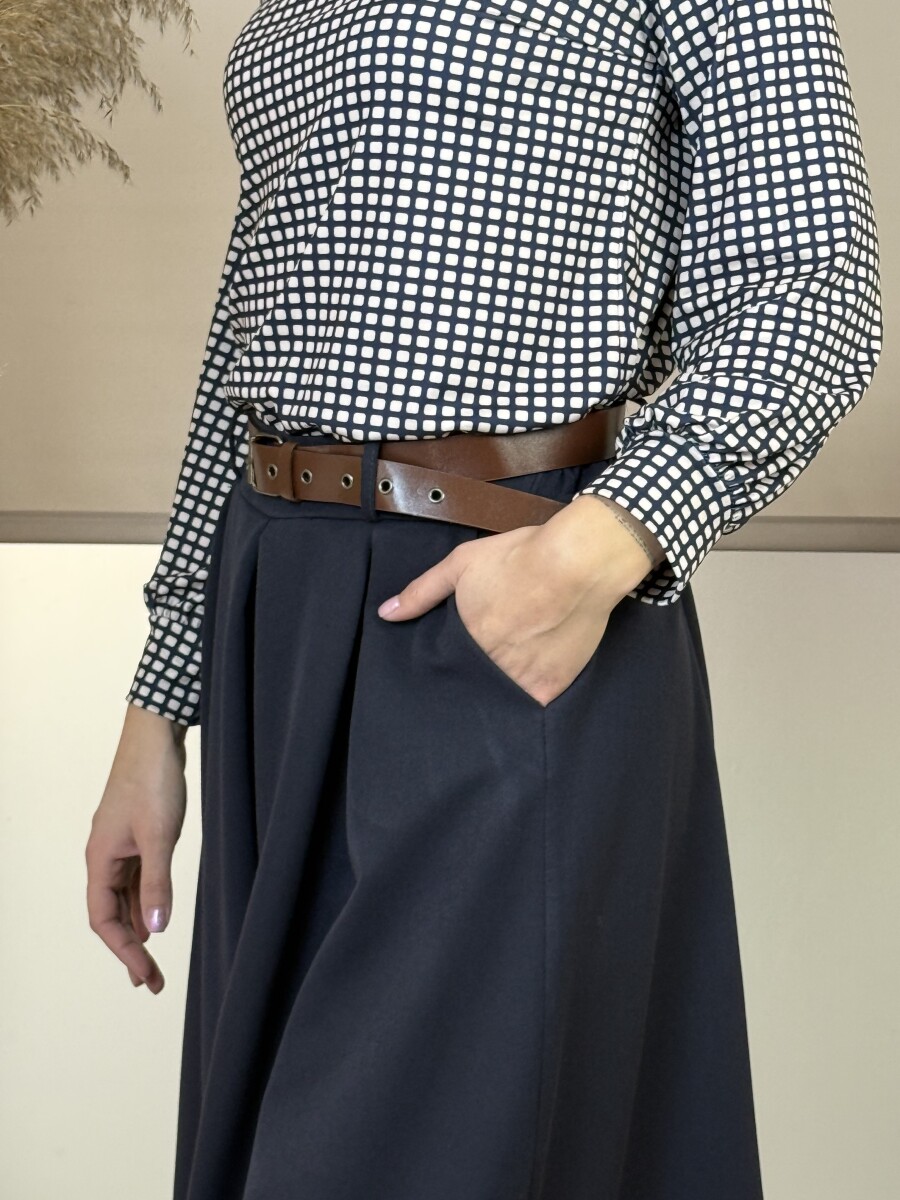 Öves nadrágszoknya - sötétkék - Kép 6