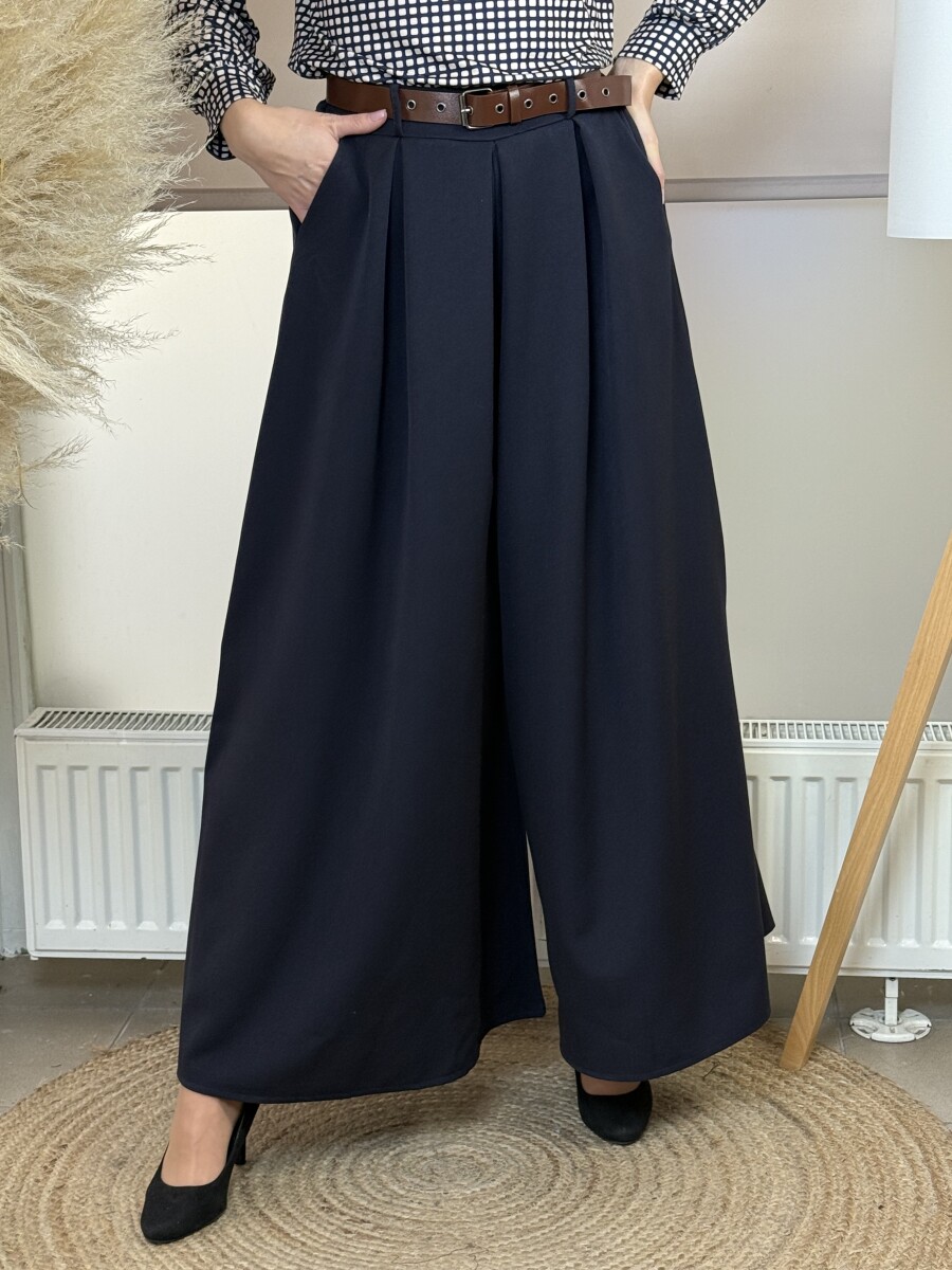 Öves nadrágszoknya - sötétkék - Kép 13