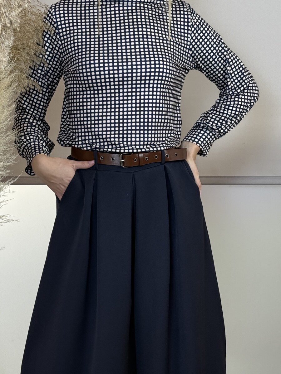 Öves nadrágszoknya - sötétkék - Kép 14