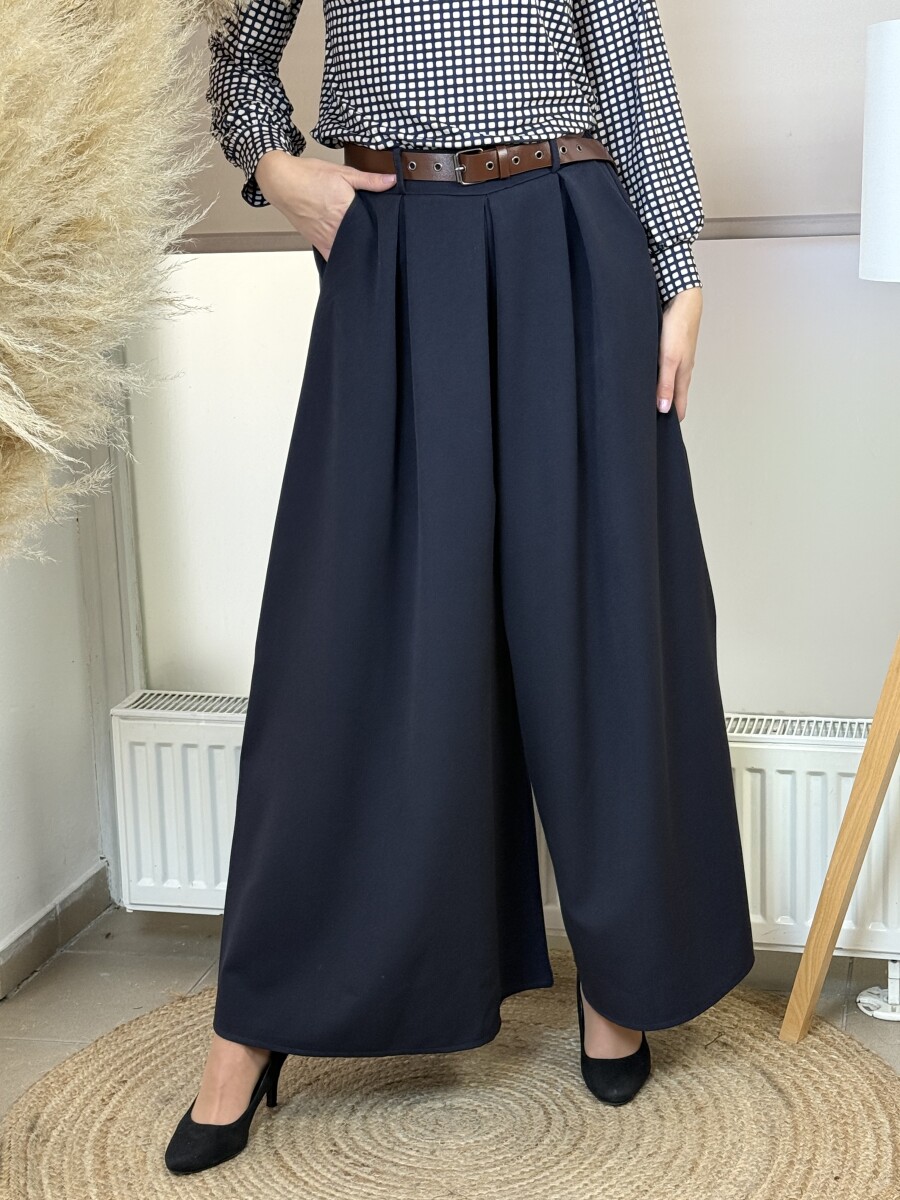 Öves nadrágszoknya - sötétkék - Kép 16