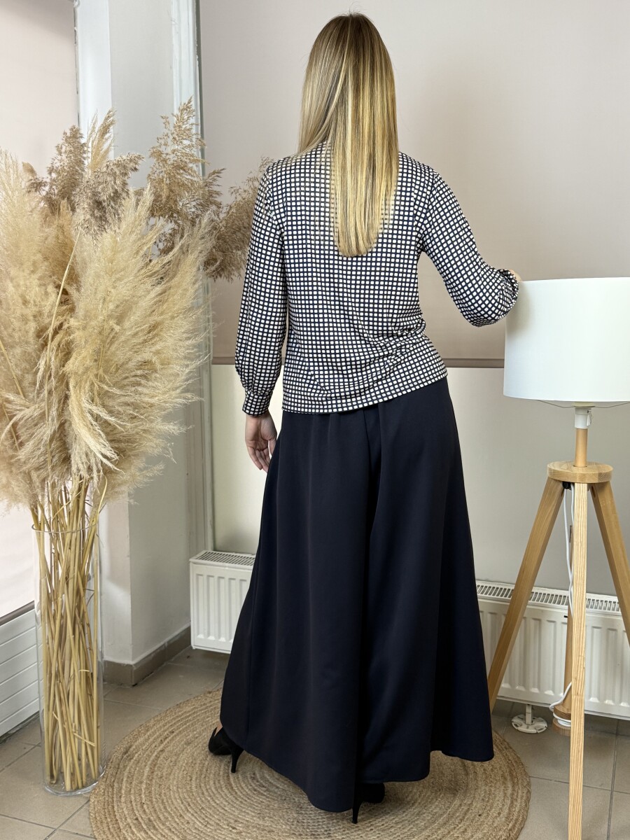 Öves nadrágszoknya - sötétkék - Kép 12