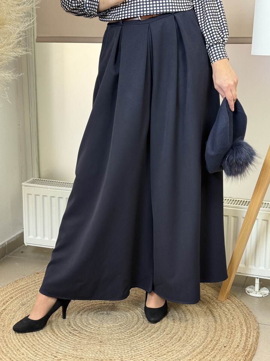 Öves nadrágszoknya - sötétkék - Kép 9