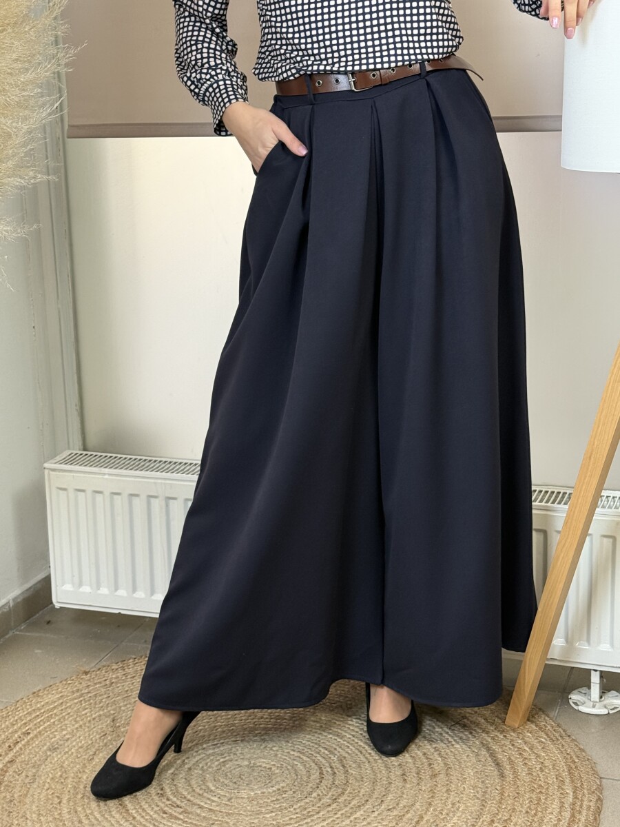 Öves nadrágszoknya - sötétkék - Kép 4