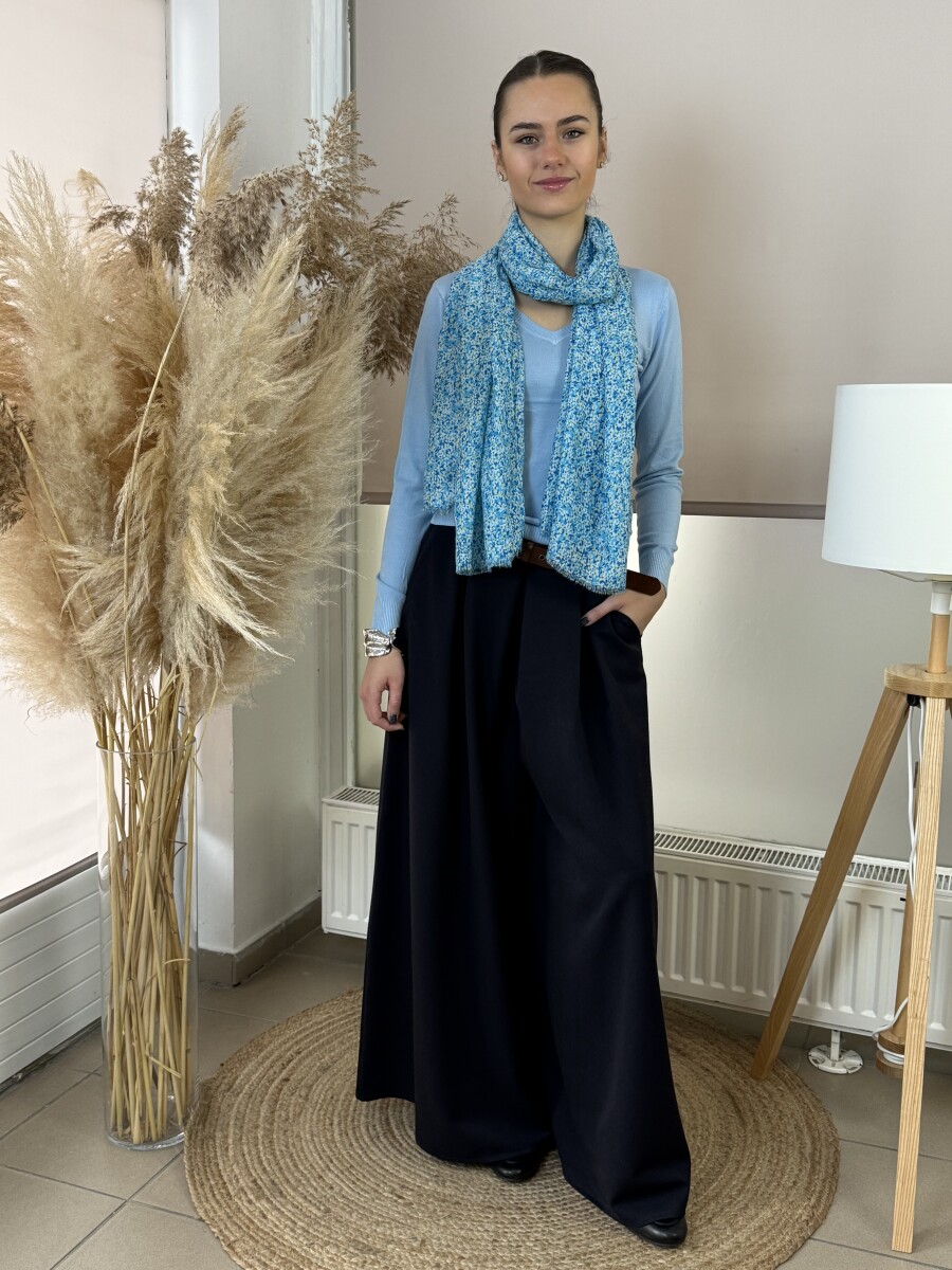 Öves nadrágszoknya - sötétkék - Kép 5