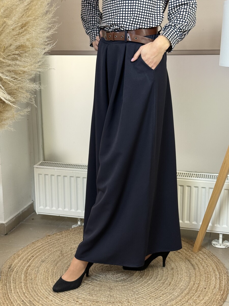 Öves nadrágszoknya - sötétkék - Kép 3