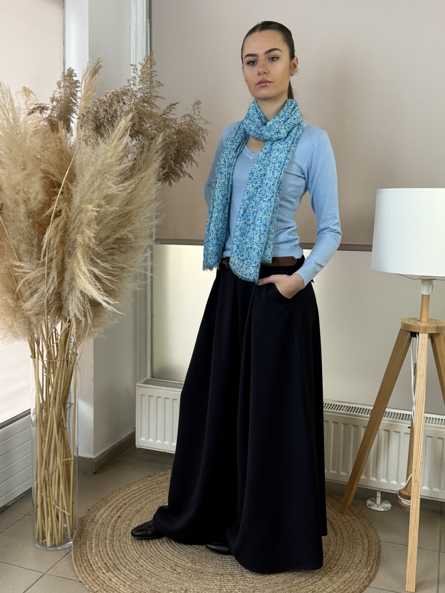 Öves nadrágszoknya - sötétkék - Kép 6