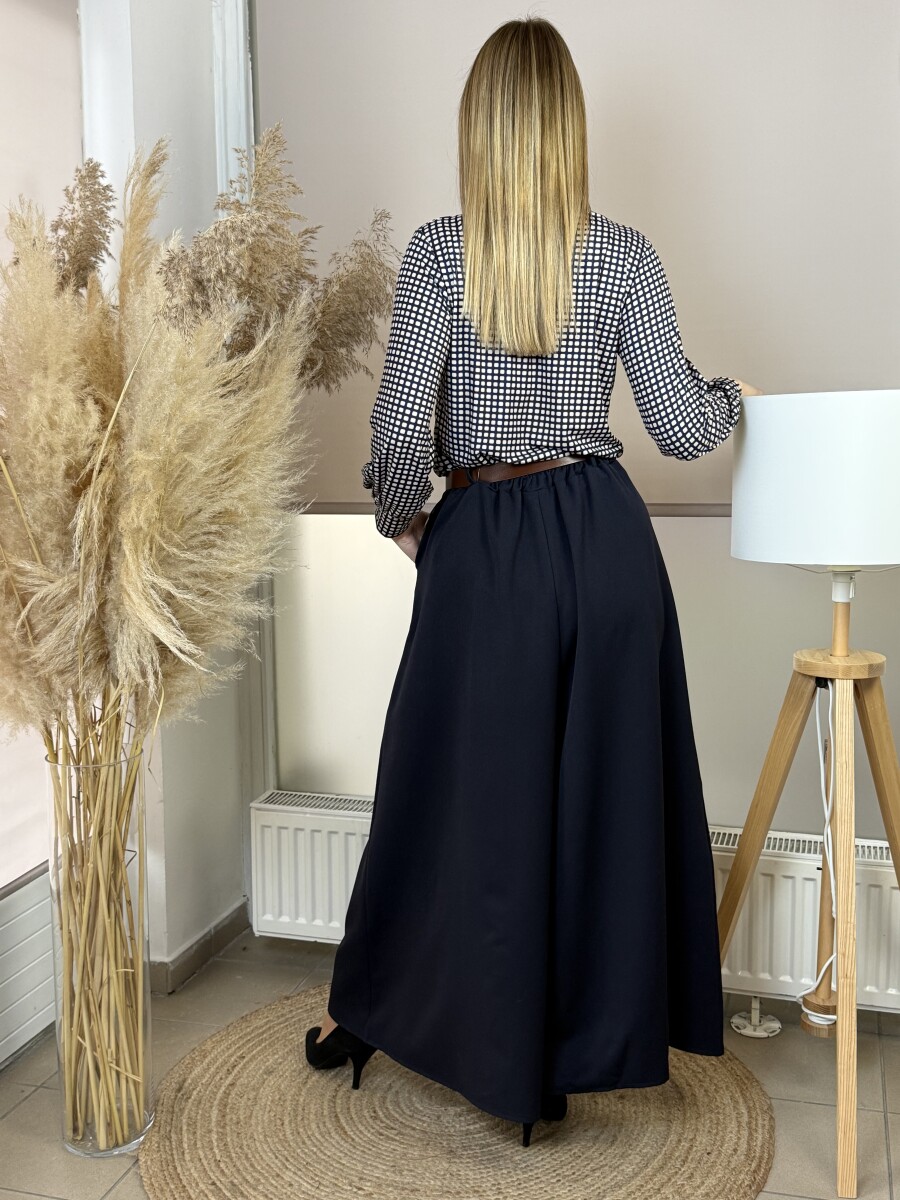 Öves nadrágszoknya - sötétkék - Kép 8