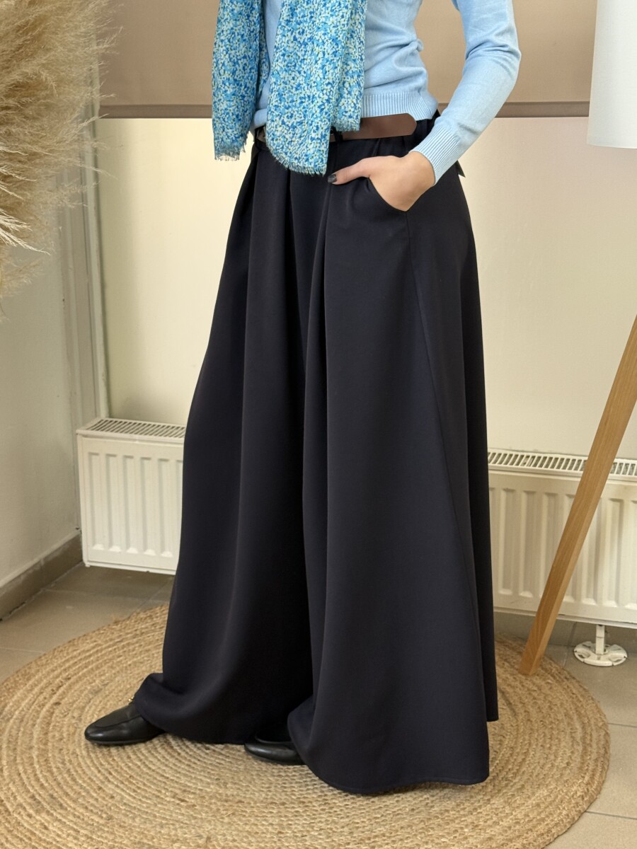 Öves nadrágszoknya - sötétkék - Kép 3