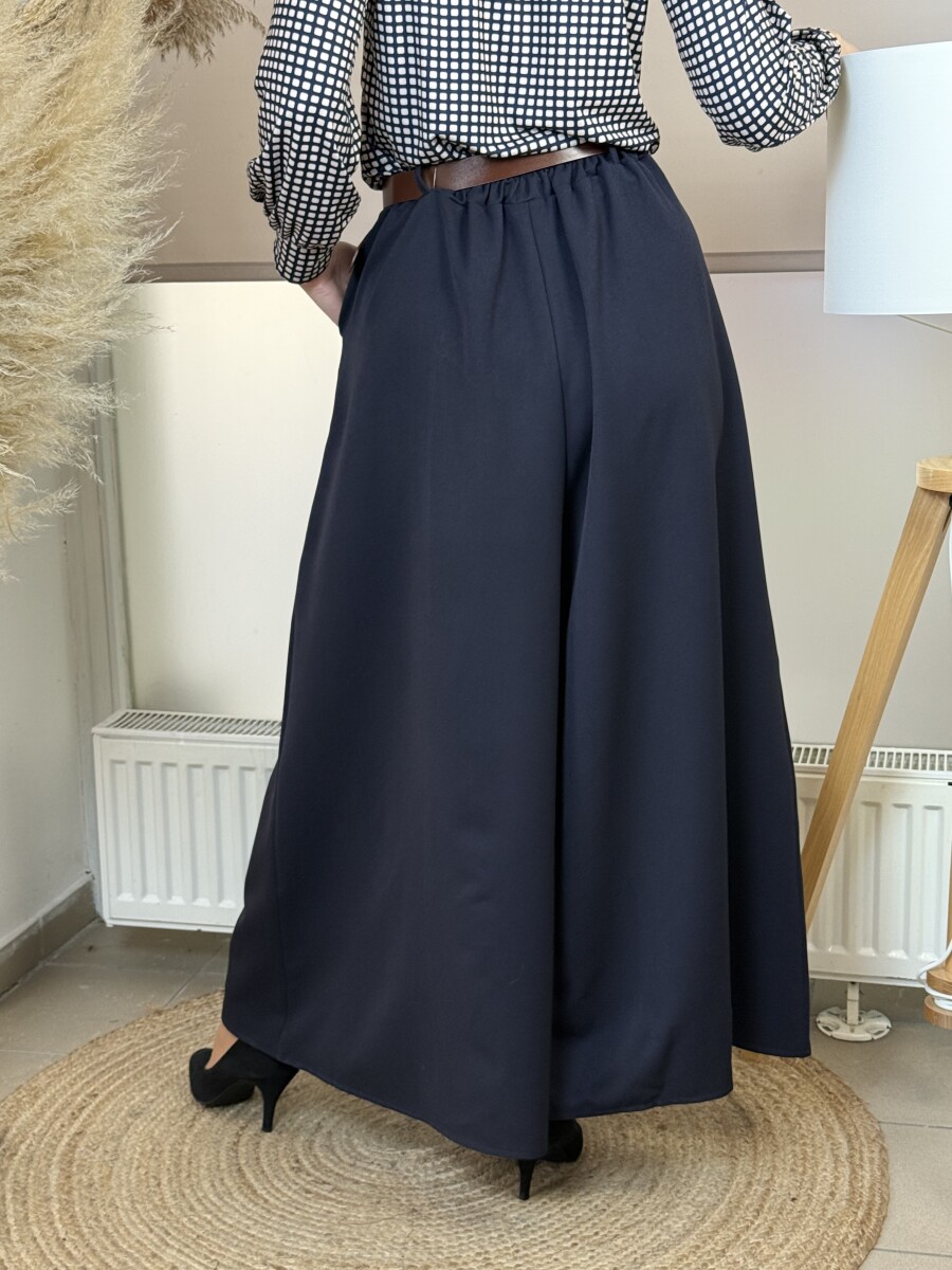 Öves nadrágszoknya - sötétkék - Kép 17