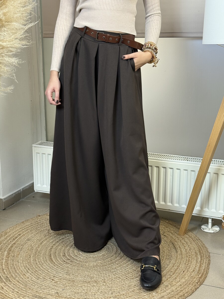 Öves nadrágszoknya - barna - Kép 11