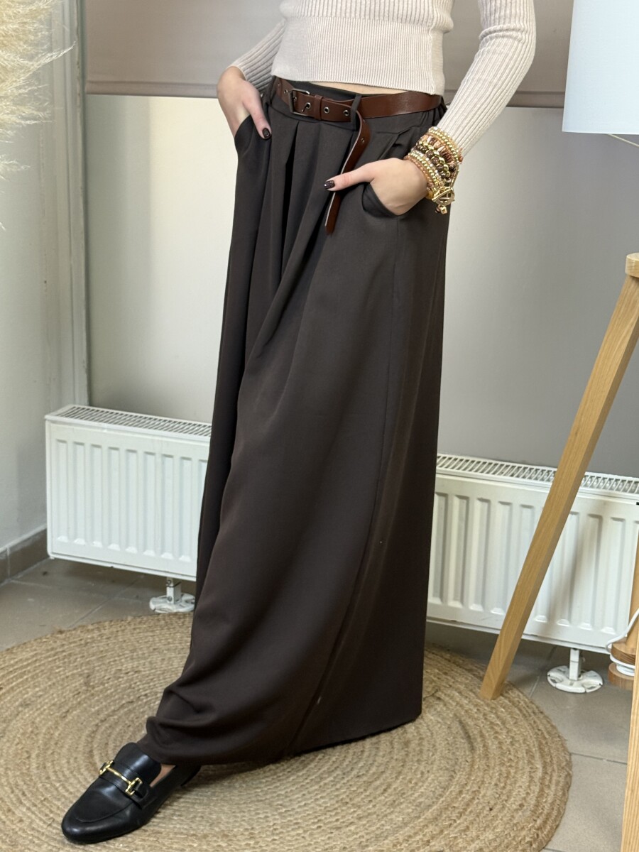 Öves nadrágszoknya - barna - Kép 14