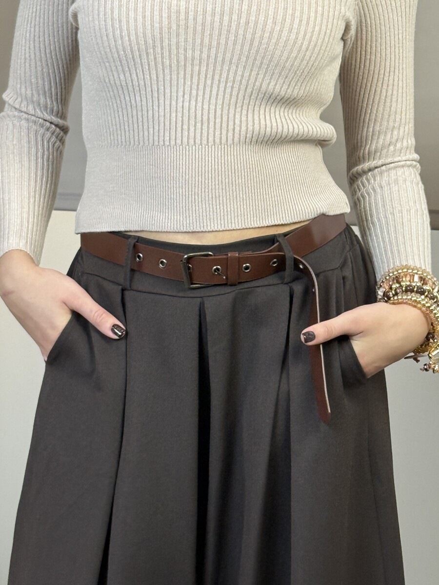 Öves nadrágszoknya - barna - Kép 10