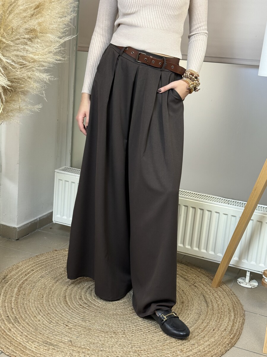 Öves nadrágszoknya - barna - Kép 7