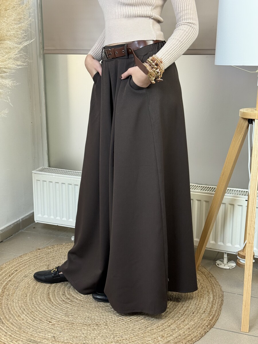 Öves nadrágszoknya - barna - Kép 3