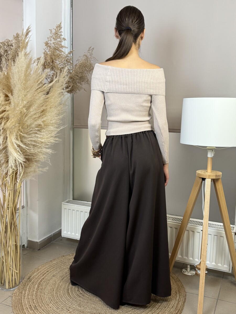 Öves nadrágszoknya - barna - Kép 6