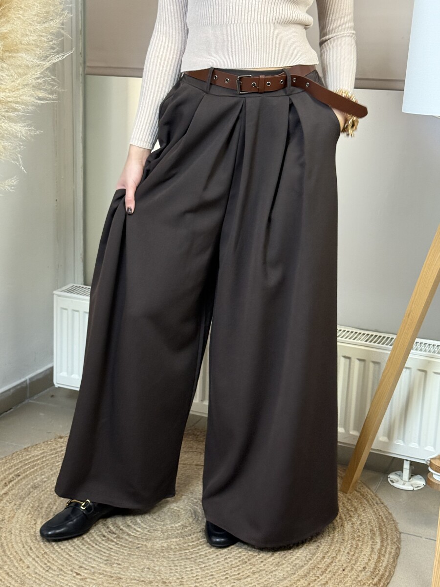 Öves nadrágszoknya - barna - Kép 4