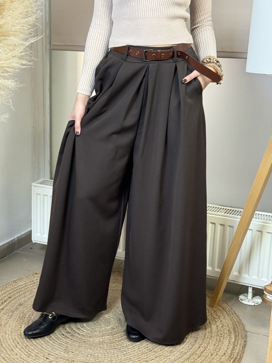 Öves nadrágszoknya - barna - Kép 8