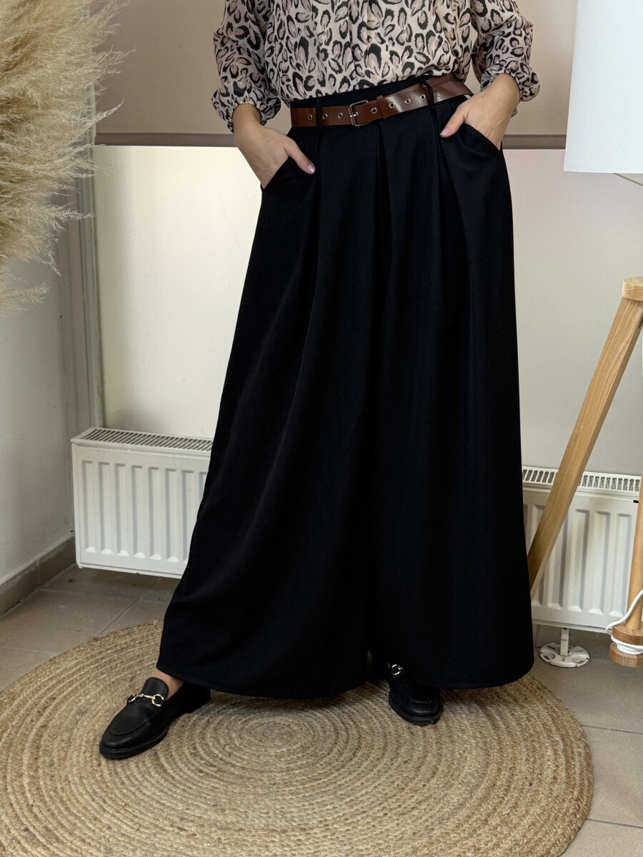 Öves nadrágszoknya - fekete - Kép 4