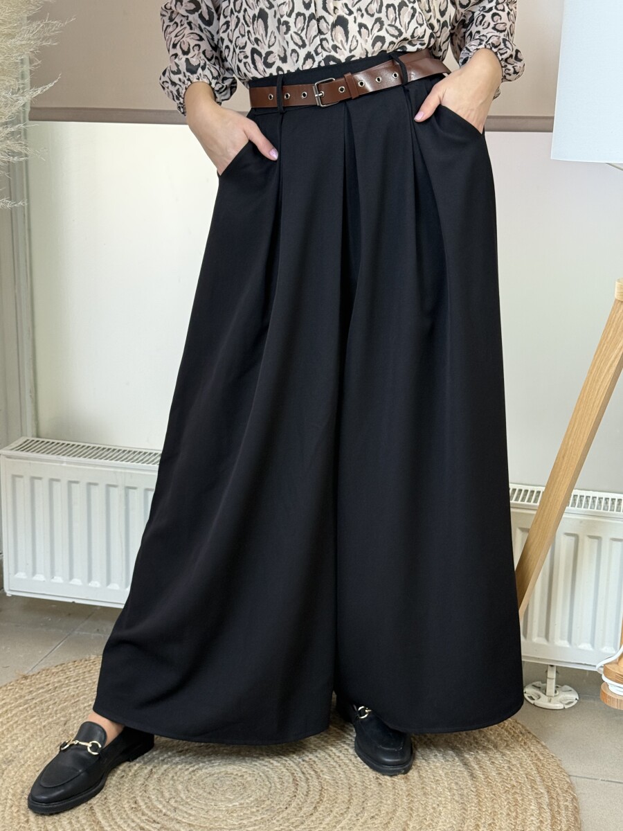 Öves nadrágszoknya - fekete - Kép 9