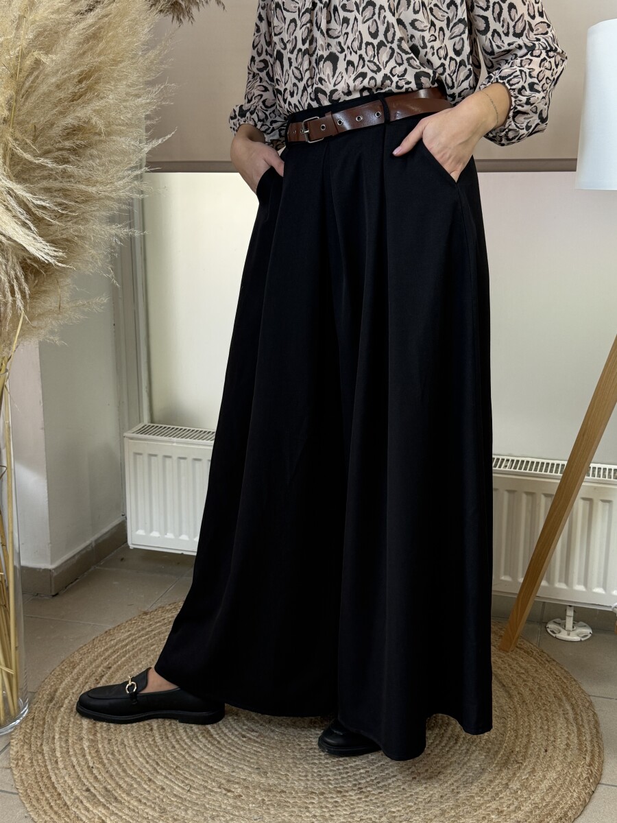 Öves nadrágszoknya - fekete - Kép 3