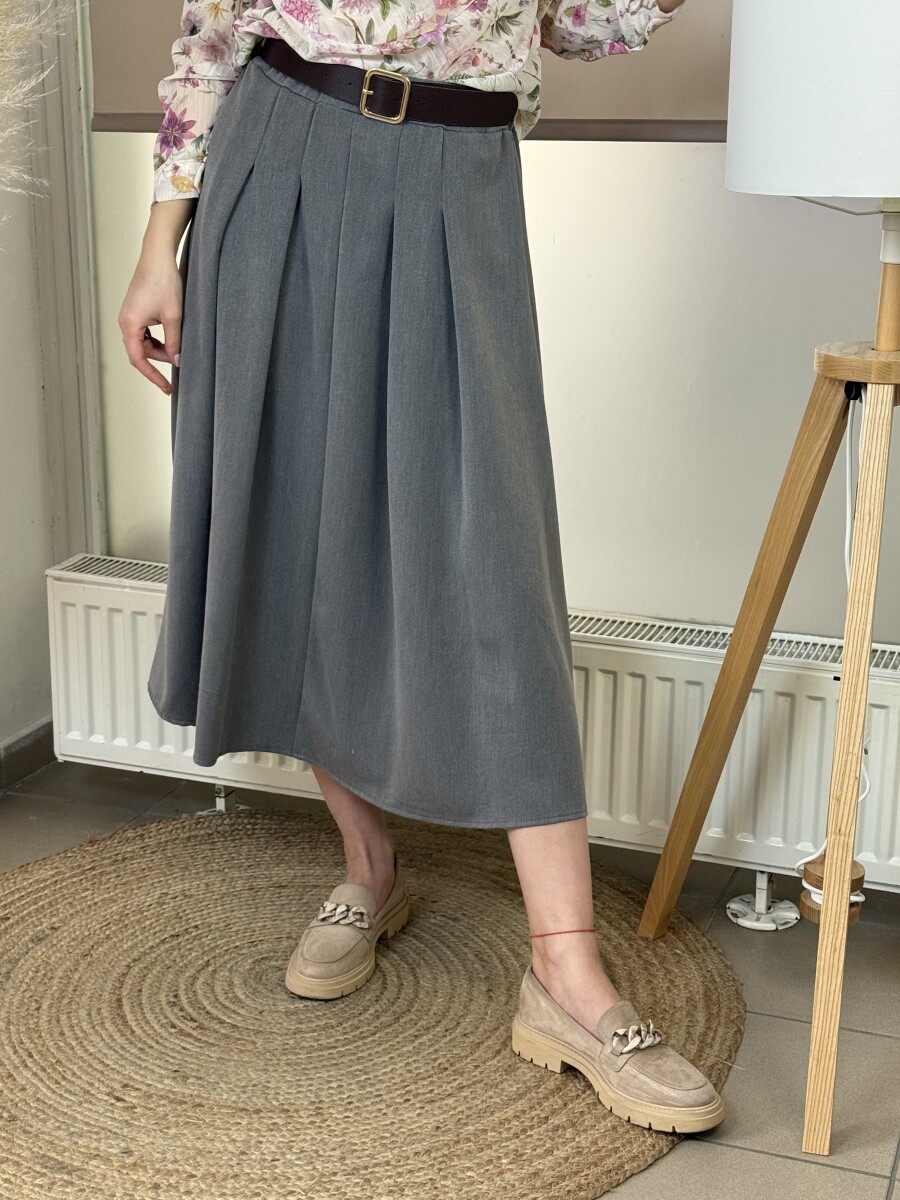 Öves szoknya - szürke - Kép 7