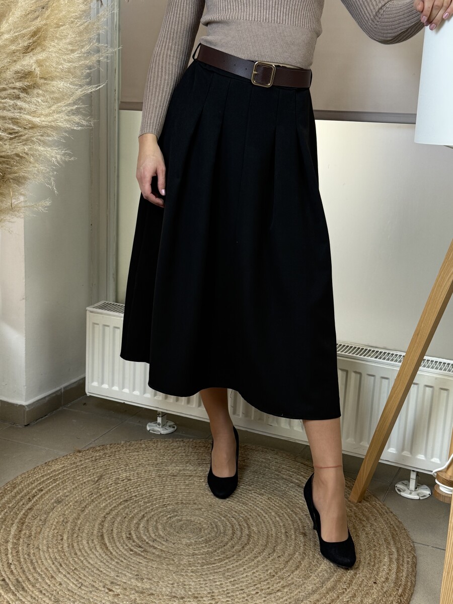 Öves szoknya - fekete - Kép 3