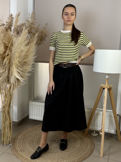 Öves szoknya - fekete - Kép 16