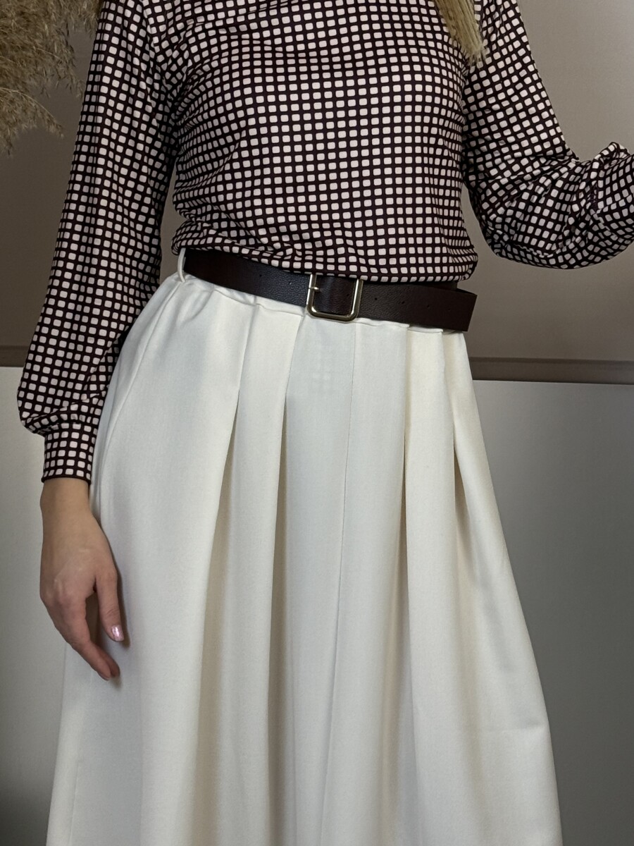 Öves szoknya - krém - Kép 12