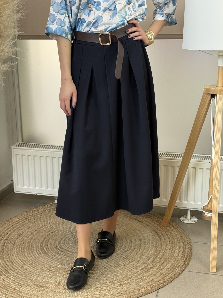 Öves szoknya - sötétkék - Kép 10