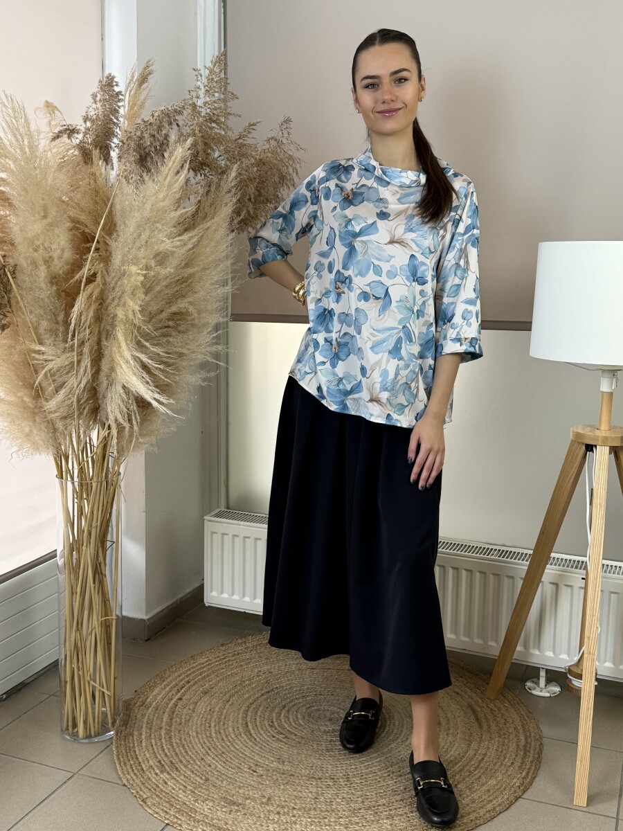 Öves szoknya - sötétkék - Kép 5