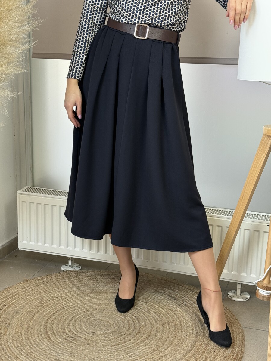 Öves szoknya - sötétkék - Kép 4