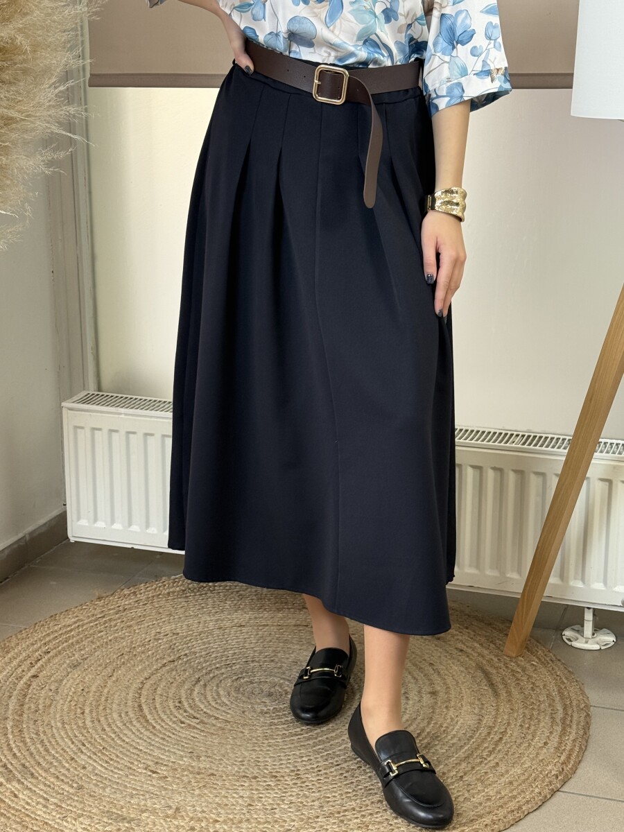 Öves szoknya - sötétkék - Kép 8