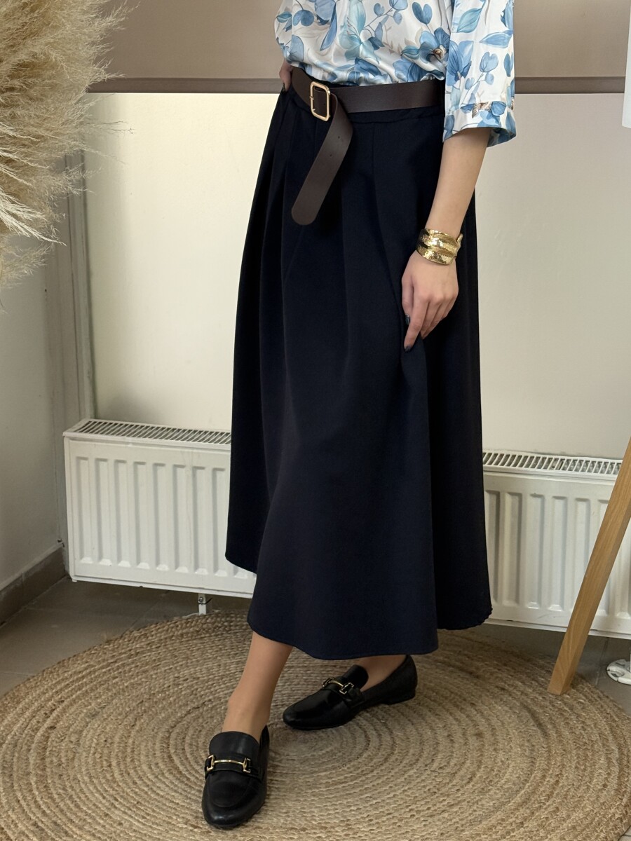 Öves szoknya - sötétkék - Kép 3