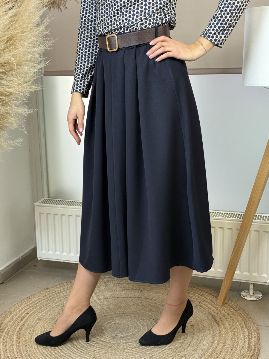 Öves szoknya - sötétkék - Kép 3