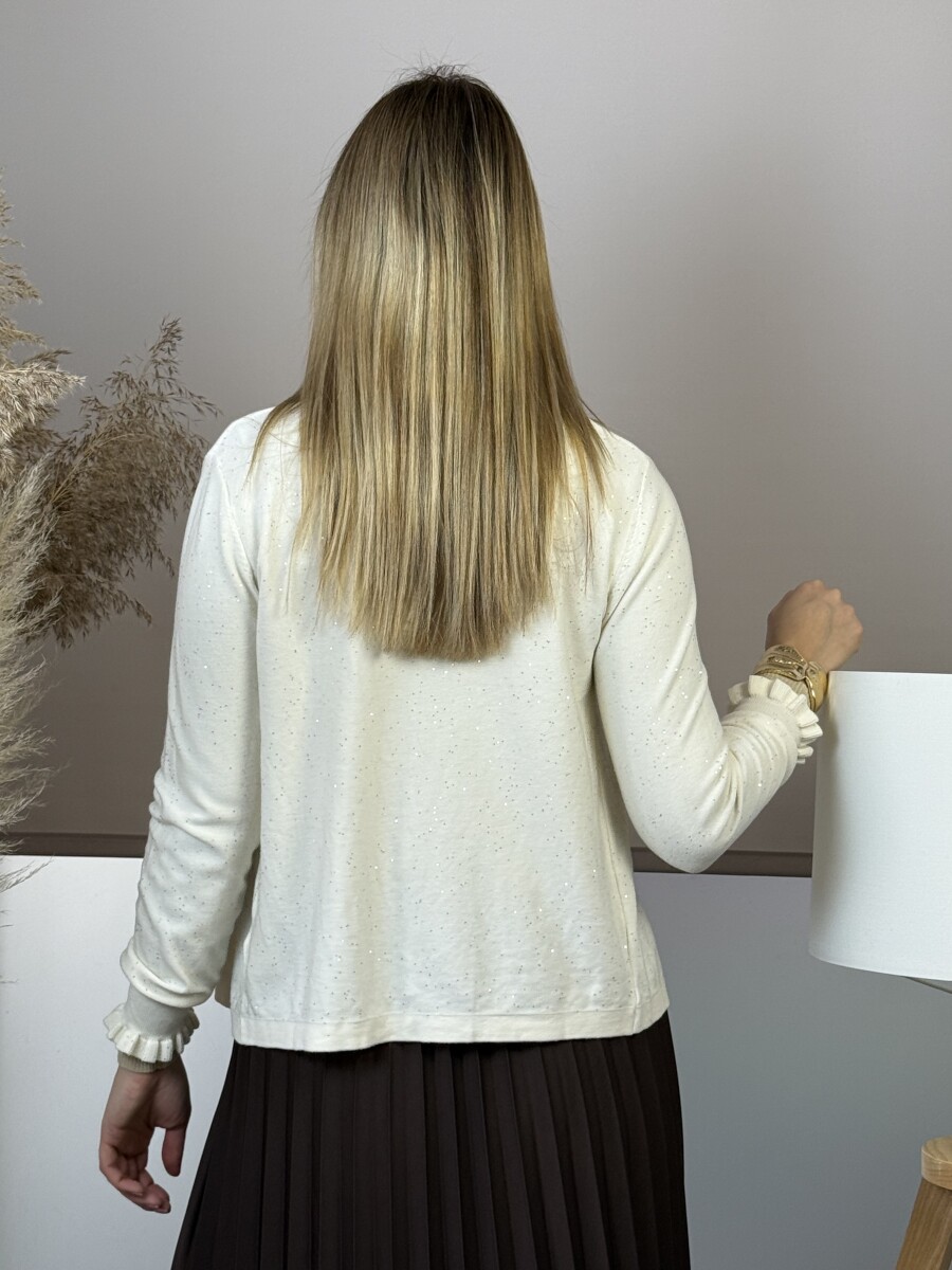 Fodros kardigán - krém - Kép 13