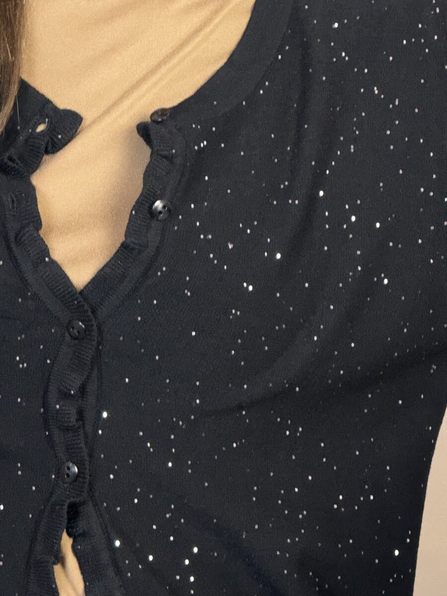 Fodros kardigán - fekete - Kép 7