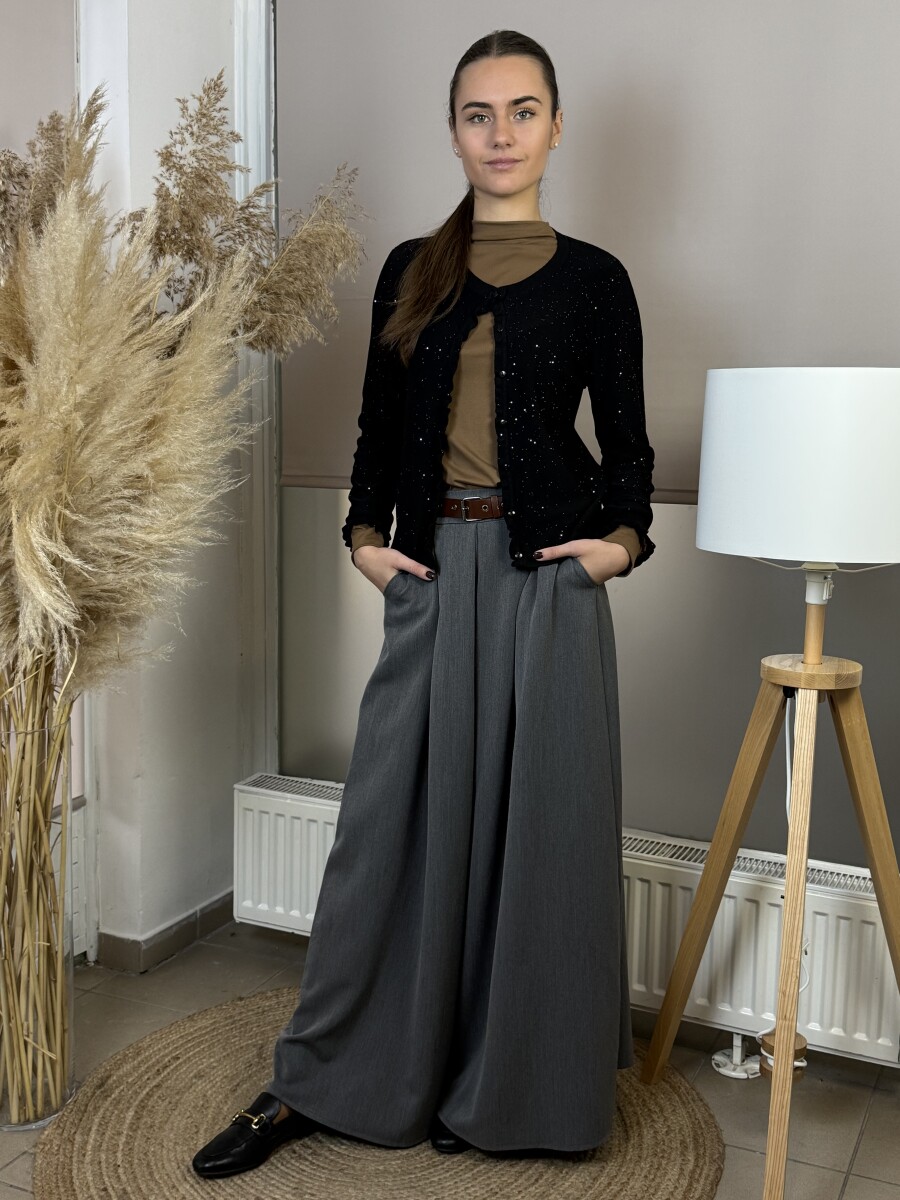 Fodros kardigán - fekete - Kép 4