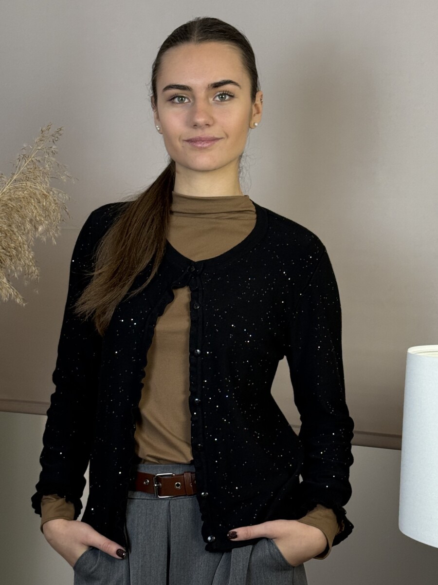 Fodros kardigán - fekete - Kép 11