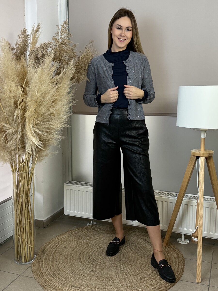 Fodros kardigán - szürke - Kép 10