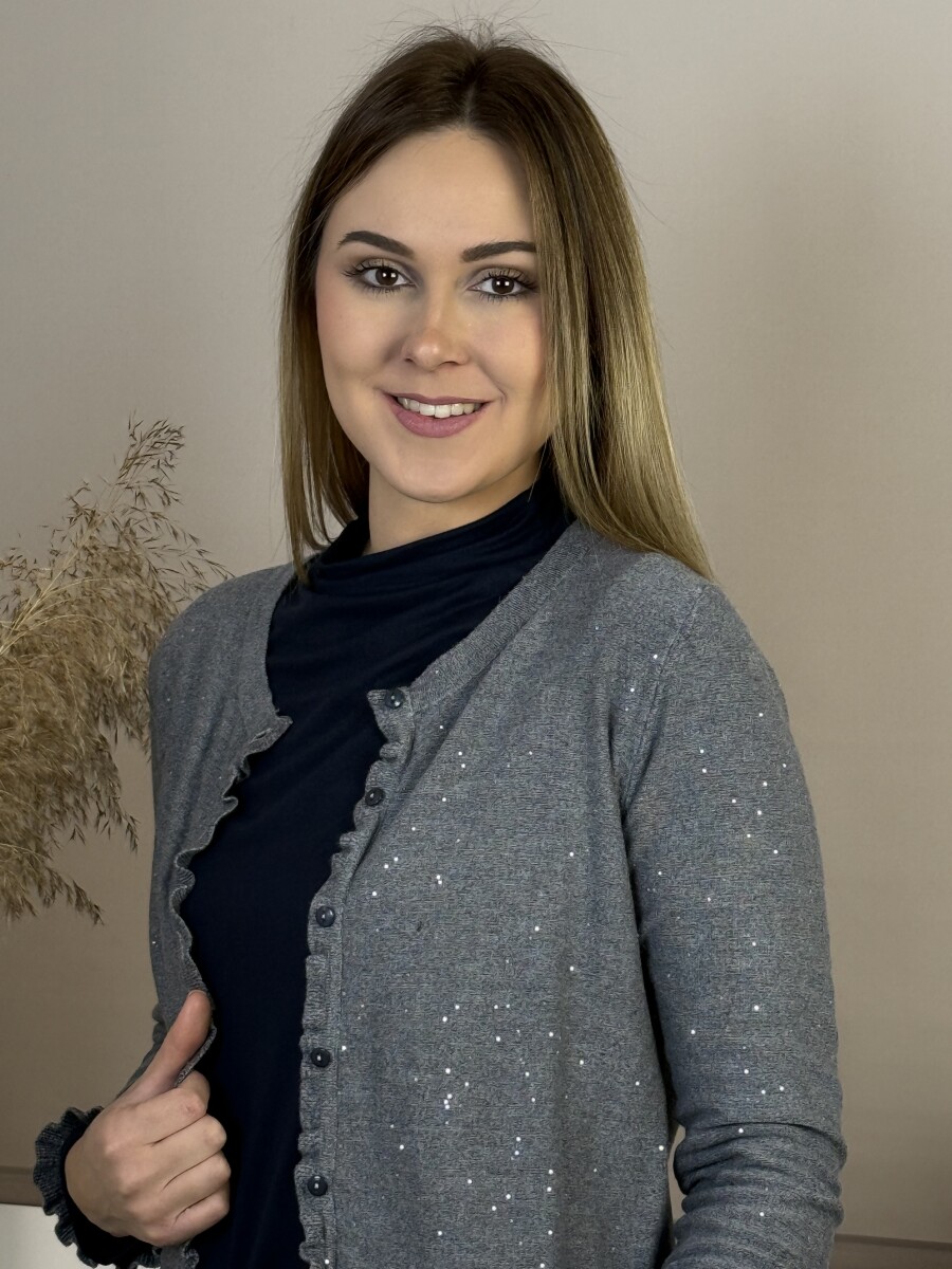 Fodros kardigán - szürke - Kép 7