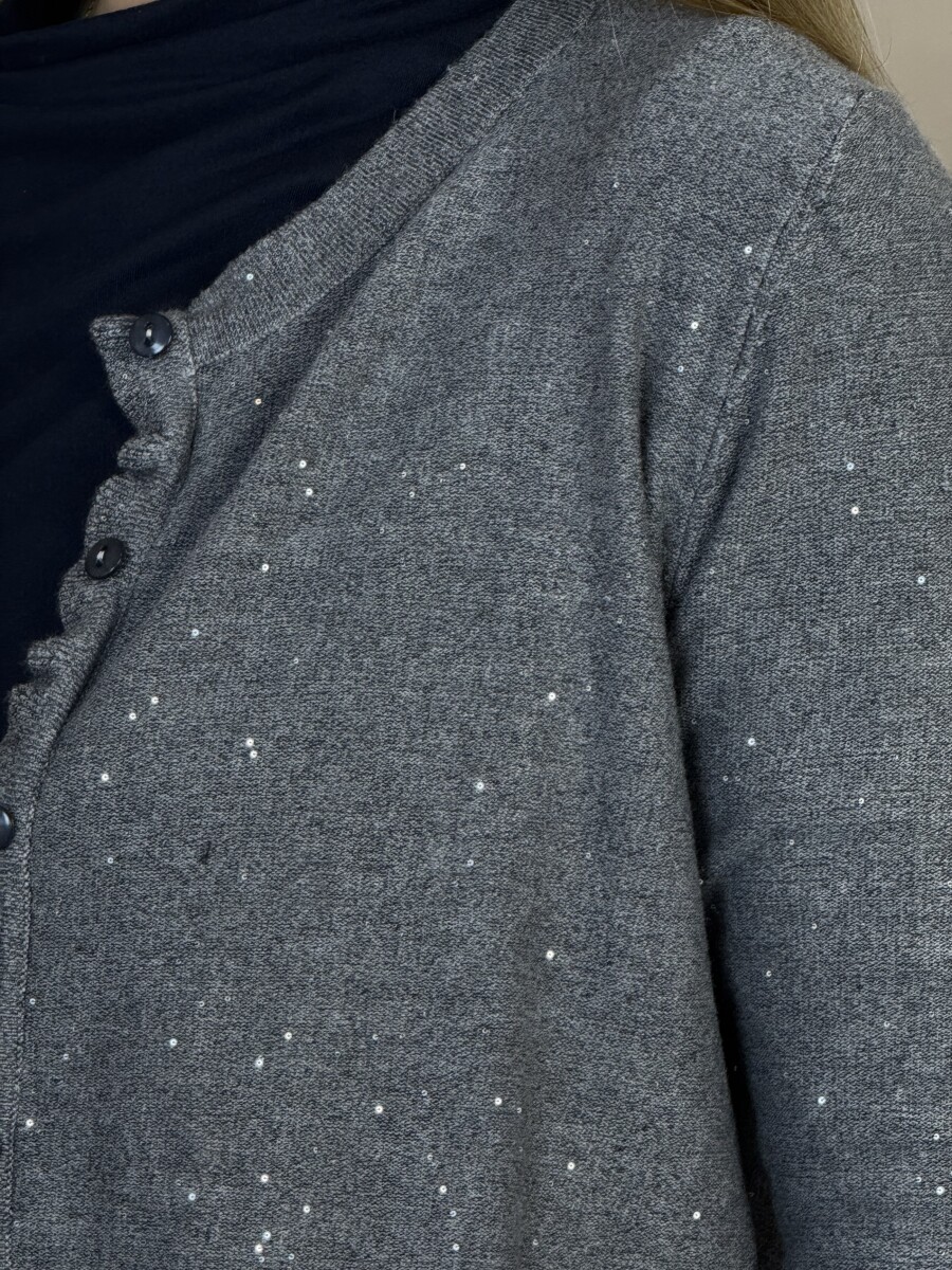 Fodros kardigán - szürke - Kép 6