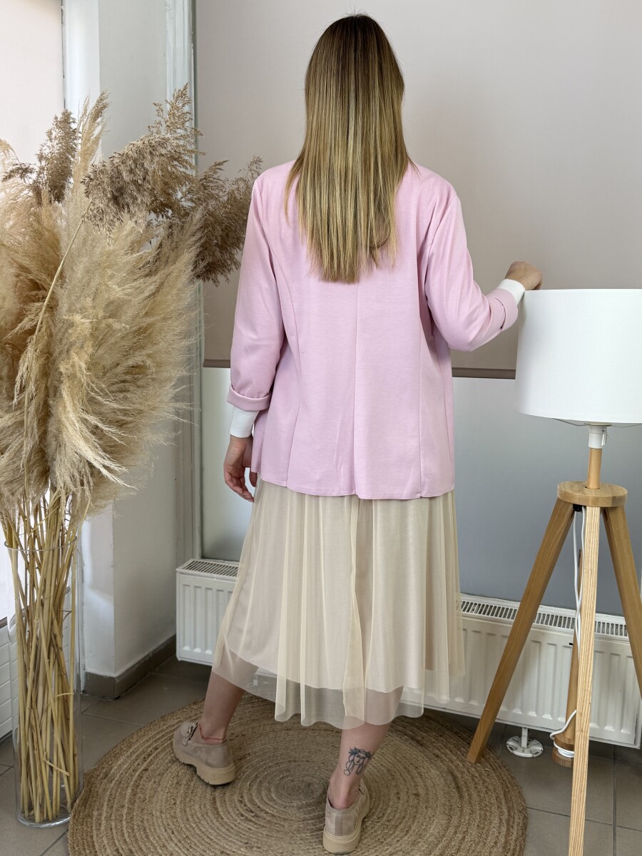 Gomb nélküli zakó - rózsaszín - Kép 4