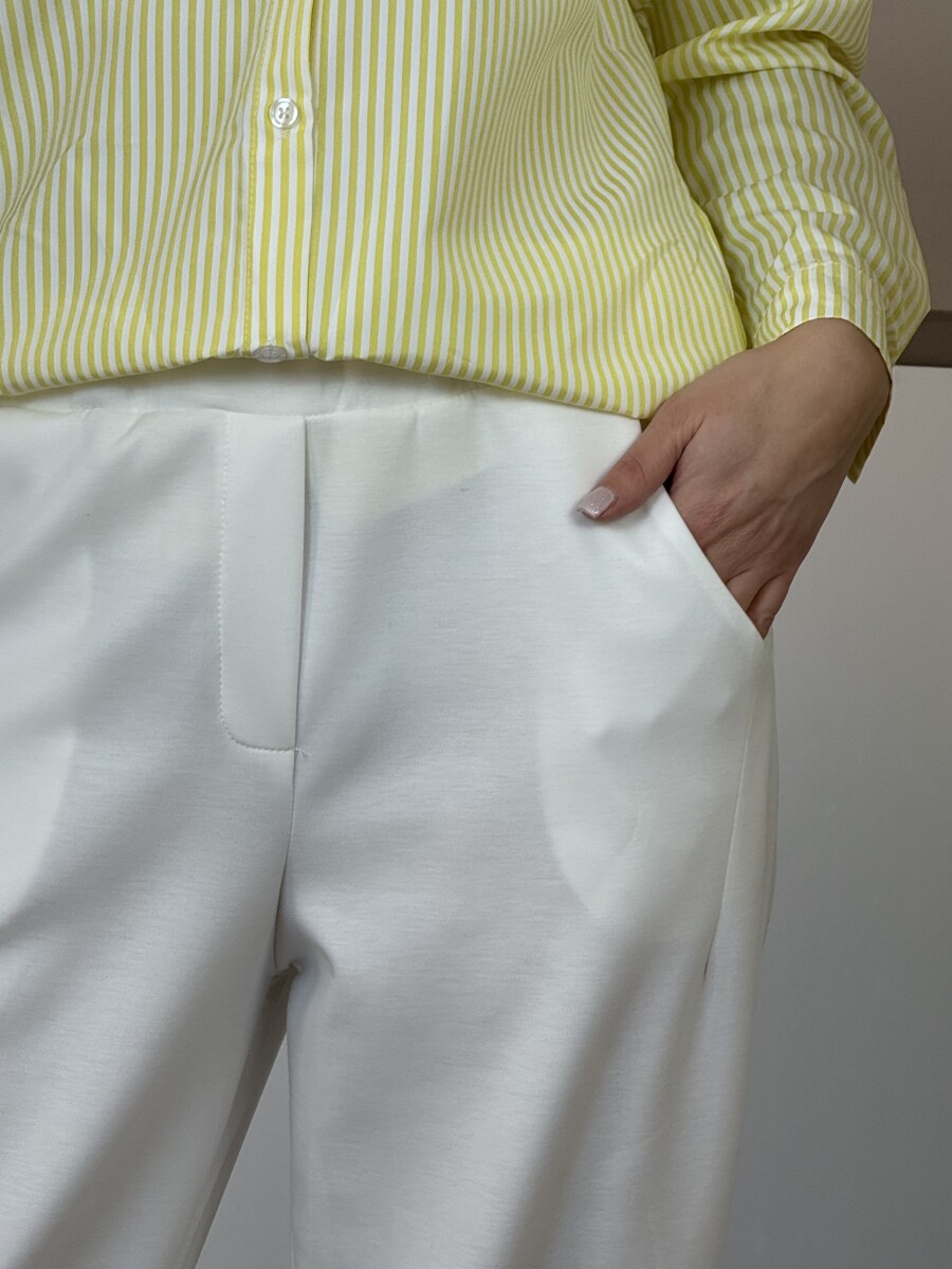 Zsebes lezser nadrág - fehér - Kép 10