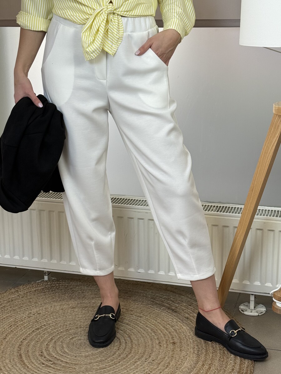 Zsebes lezser nadrág - fehér - Kép 18