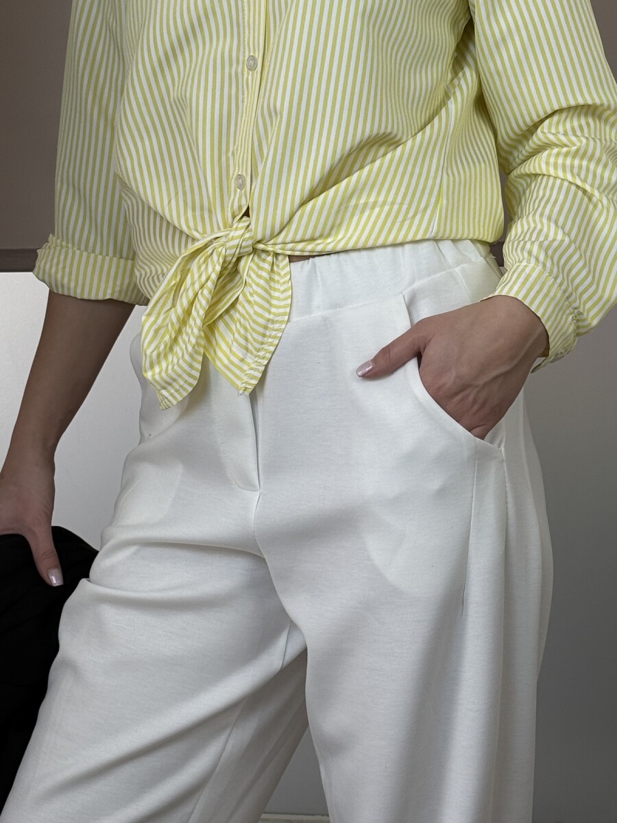 Zsebes lezser nadrág - fehér - Kép 3