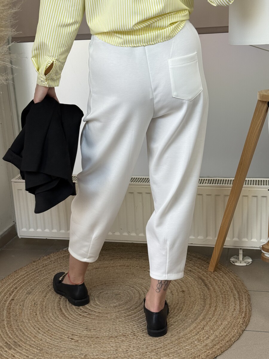 Zsebes lezser nadrág - fehér - Kép 4