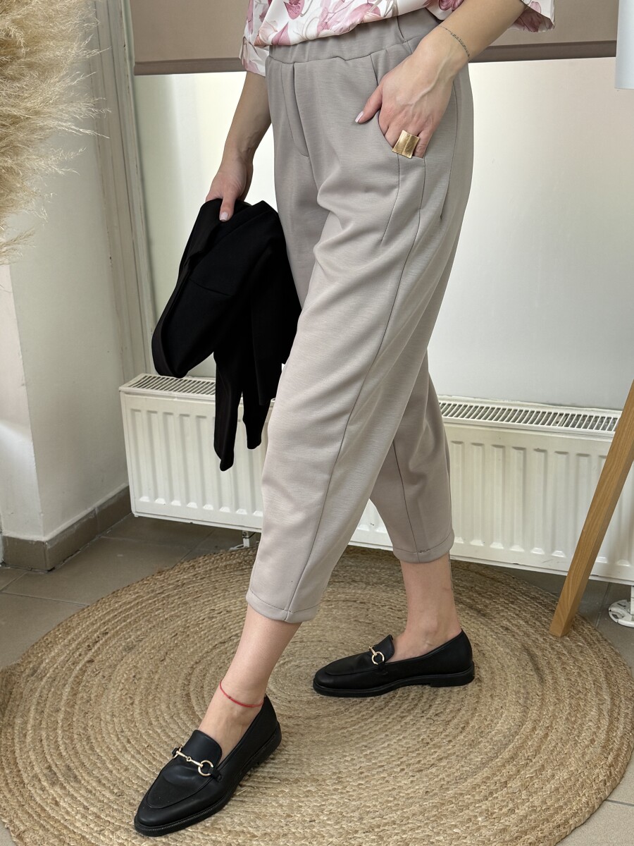 Zsebes lezser nadrág - homok - Kép 11